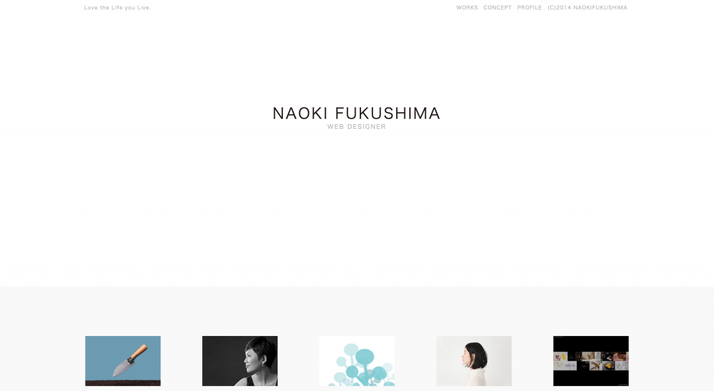NAOKI FUKUSHIMAのポートフォリオサイトトップページのイメージ画像です。