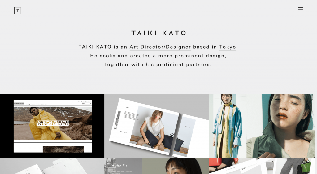 TAIKI KATOのポートフォリオサイトトップページのイメージ画像です。